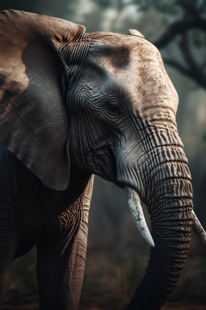 Foto porträt eines elefanten dramatische und filmische beleuchtung fotografie generative ki