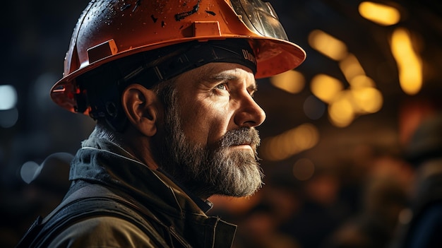 Porträt eines erwachsenen männlichen Arbeiters in einer metallurgischen Anlage