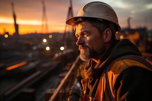 Porträt eines Fabrikarbeiters mit Schutzhelm und Uniform