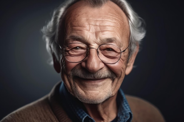 Porträt eines fröhlichen älteren Mannes, der in die Kamera blickt und lächelt