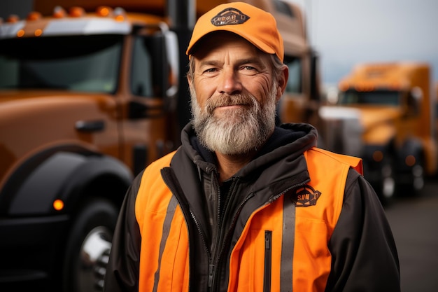 Porträt eines glücklichen, lächelnden LKW-Fahrers