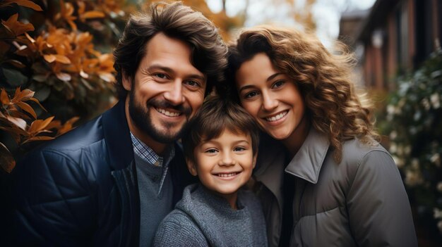 Foto porträt eines glücklichen, lächelnden paares, einer glücklichen familie