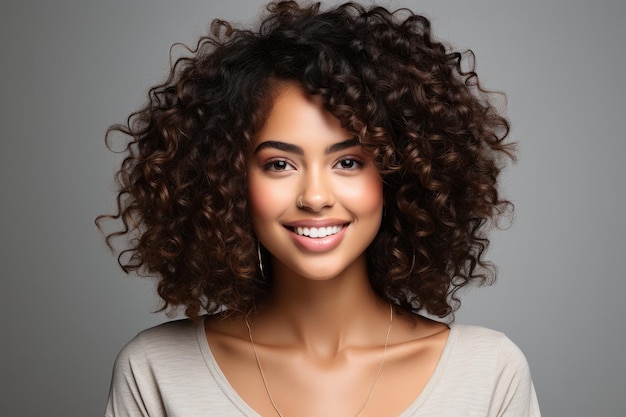 Porträt eines glücklichen Mädchens mit lockiger Frisur