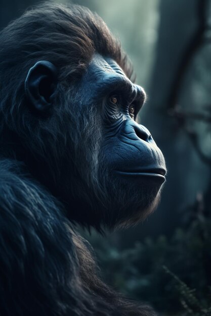 Foto porträt eines gorillas dramatische und filmische beleuchtung fotografie generative ki