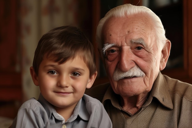 Porträt eines Großvaters, der viel Zeit mit seinem Enkel zu Hause verbringt, erstellt mit generativer KI