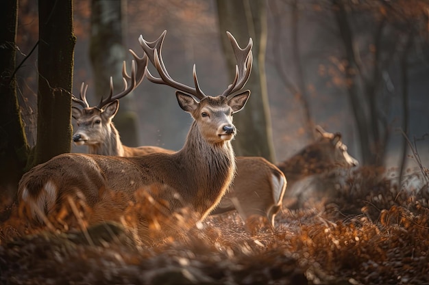 Porträt eines Hirsches in der Natur Ai generativ