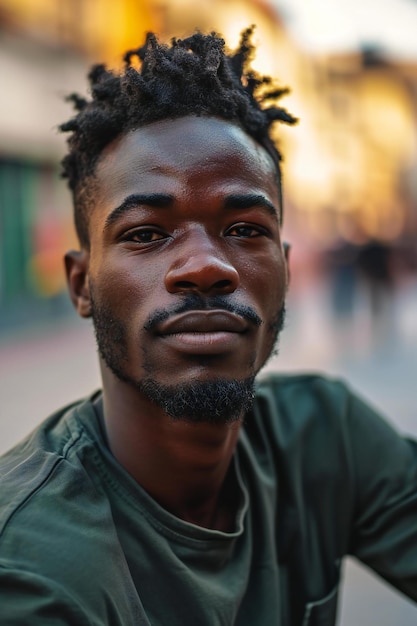 Porträt eines hübschen afroamerikanischen Mannes in der Stadt