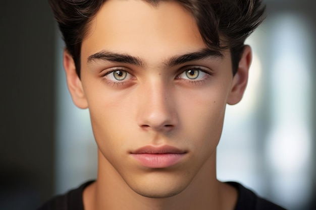Porträt eines hübschen jungen männlichen Modells Headshot eines schönen männlichen Modell mit großen grünen Augen