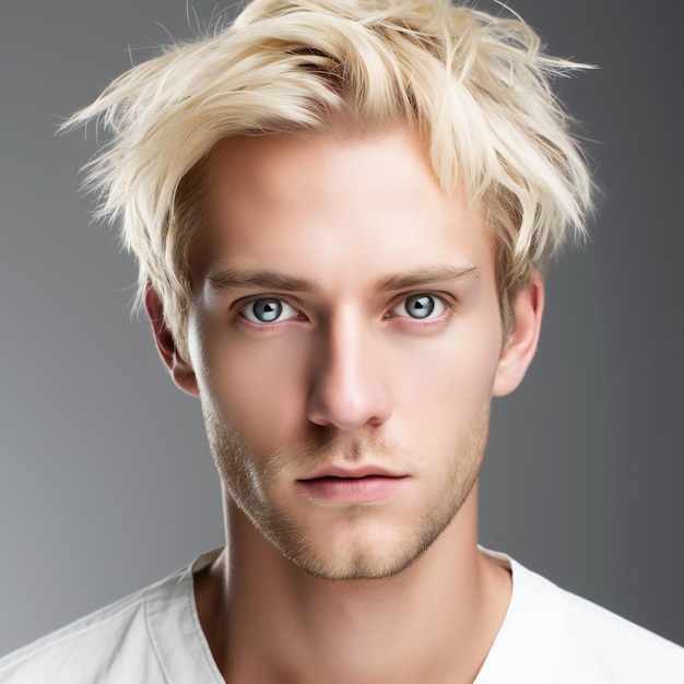 Porträt eines hübschen jungen Mannes mit blonden Haaren. Studioaufnahme