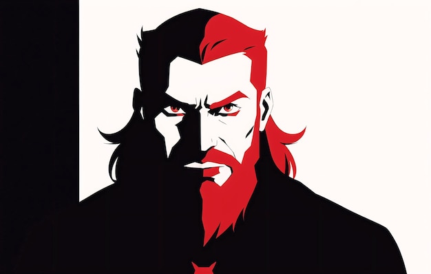 Porträt eines hübschen Mannes mit langem roten Bart und Schnurrbart