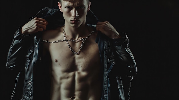 Porträt eines hübschen und sexy Mannes ohne Hemd