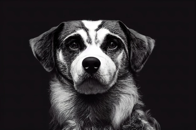 Porträt eines Hundes auf einem schwarzen Hintergrund