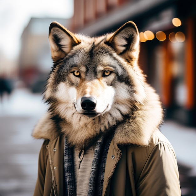 Porträt eines Hundes in der Stadt