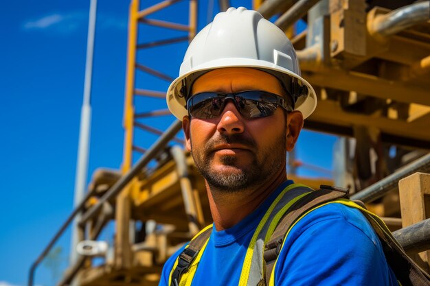 Porträt eines Ingenieur-Elektricians, eines professionellen Elektroarbeiteres in einem Hardhat, einer generativen KI.