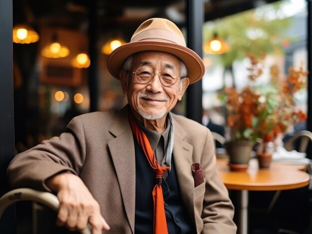 Porträt eines japanischen stilvollen älteren Mannes