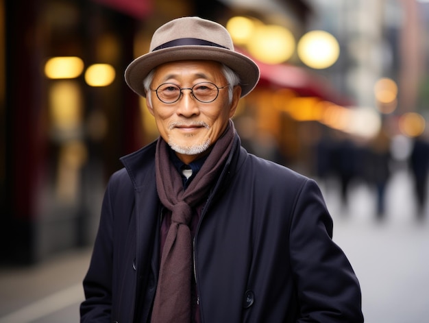 Porträt eines japanischen stilvollen älteren Mannes