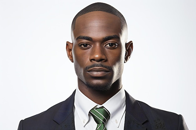 Porträt eines jungen afroamerikanischen Geschäftsmannes, der in die Kamera blickt