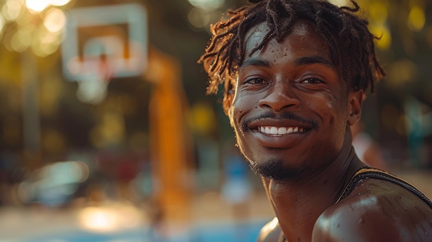 Porträt eines jungen afroamerikanischen Mannes, der im Freien lächelt