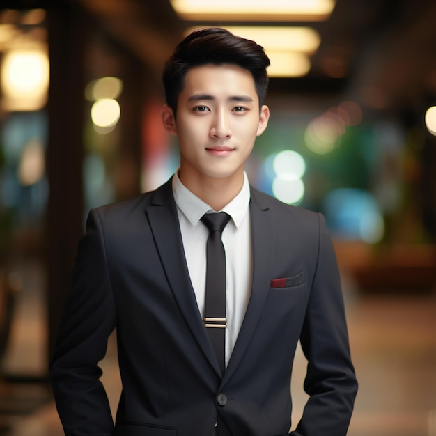 Porträt eines jungen asiatischen Geschäftsmanns in einem Anzug