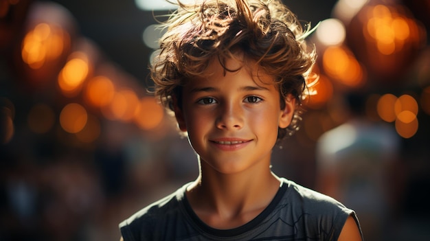 Porträt eines Jungen auf der Straßegenerative KI