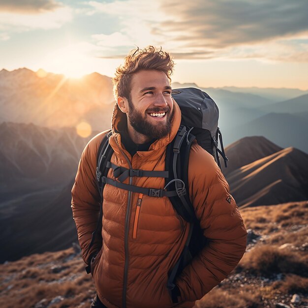 Porträt eines Jungen beim Wandern