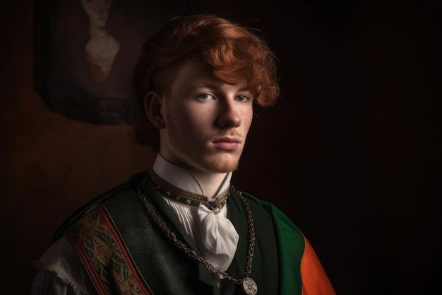 Porträt eines jungen britischen Lords in traditioneller irischer Kleidung, erstellt mit generativer Ai