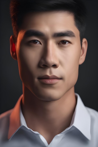 Porträt eines jungen, hübschen asiatischen Mannes in einem weißen Hemd