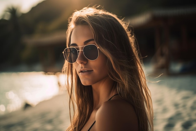 Porträt eines jungen hübschen Mädchens am Strand