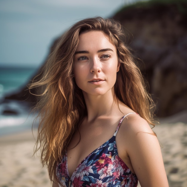 Porträt eines jungen hübschen Mädchens am Strand