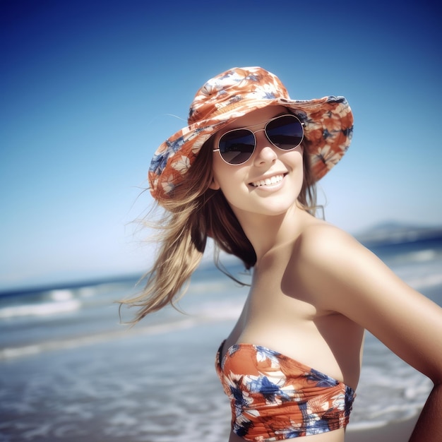 Porträt eines jungen hübschen Mädchens am Strand