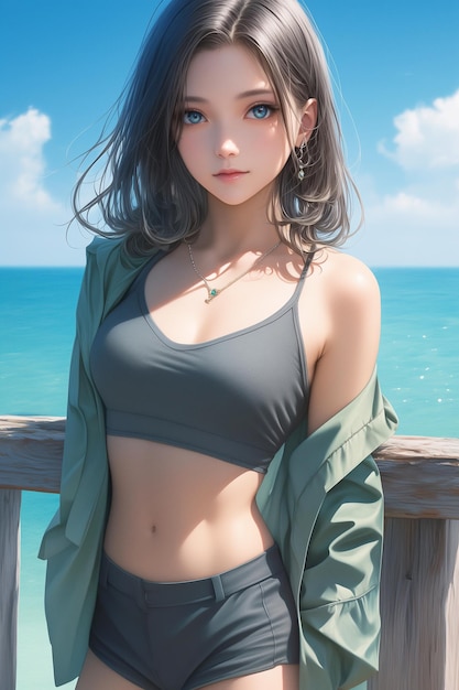 Porträt eines jungen Mädchens auf Sommerferien am Strand am Meer