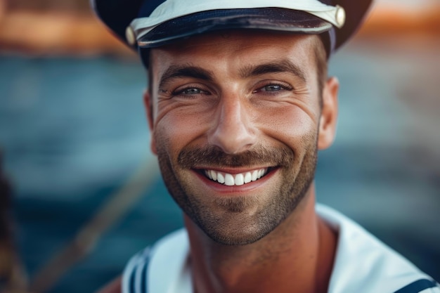 Foto porträt eines jungen matrosen auf dem schiff