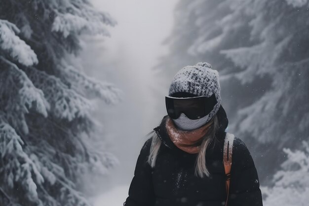 Foto porträt eines jungen menschen in einer skimaske, das von einem neuronalen netzwerk generiert wurde