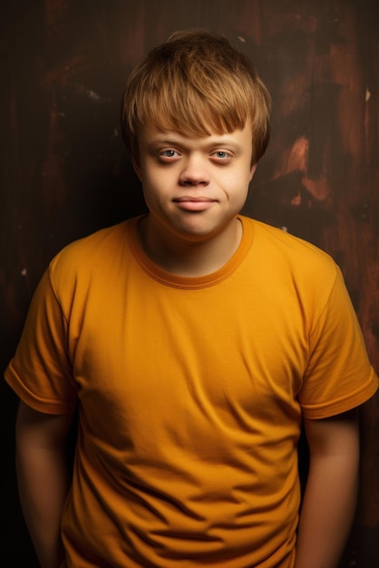 Porträt eines jungen Studenten mit Down-Syndrom in Alltagskleidung