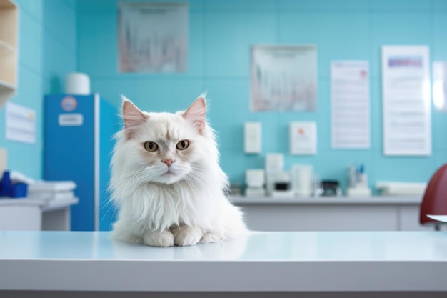 Porträt eines Katzenpatienten in einer Tierklinik, der einen Tierarzt zur medizinischen Untersuchung besucht.