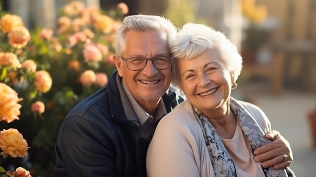 Porträt eines lächelnden älteren Paares auf Berufung