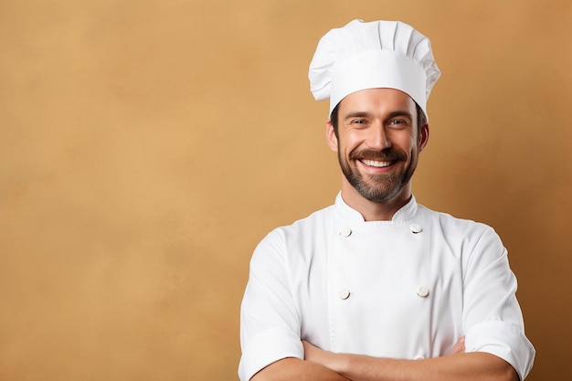 Porträt eines lächelnden europäischen männlichen Kochs Generative von Ai