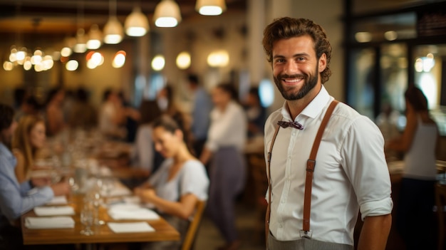 Porträt eines lächelnden Kellners in einem Restaurant