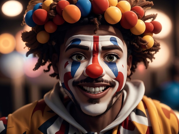 Foto porträt eines lächelnden männlichen clowns