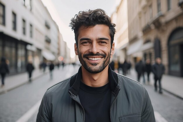 Porträt eines lächelnden Mannes in der Stadt