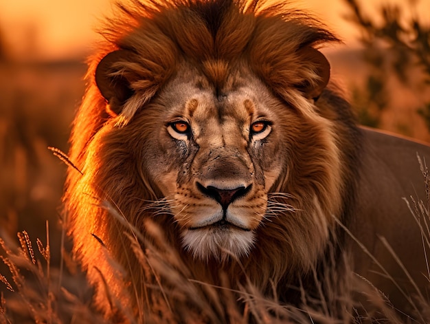 Porträt eines Löwen in der Savanne