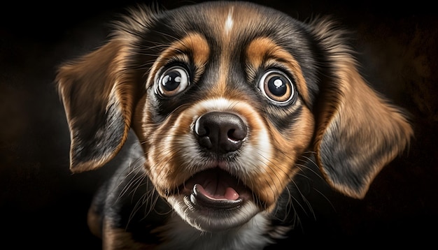 Porträt eines lustigen, überraschten, verrückten Hundes