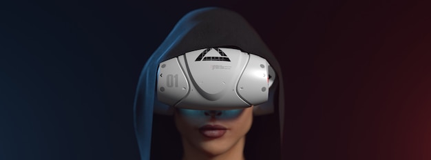 Porträt eines Mädchens in einem VR-Helm