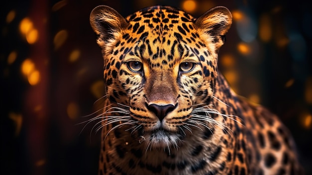 Porträt eines majestätischen großen Katzenleopards mit geflecktem Fell, der in die Kamera starrt