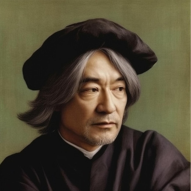 Foto porträt eines mannes mit schwarzem hut und schwarzem hemd