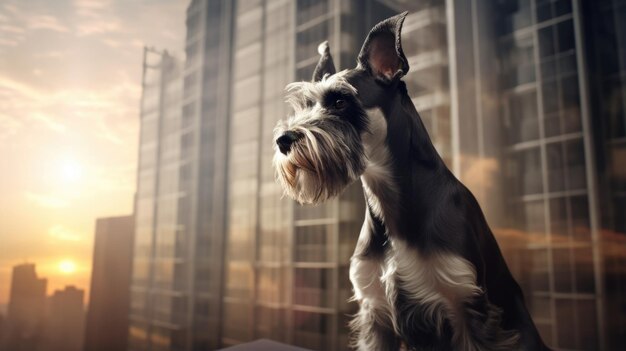 Porträt eines Miniatur-Schnauzer-Hunds in einer Wohnung Innenraum Liebe und Pflege Wartung Hoffnung