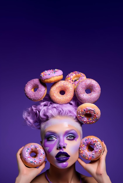 Porträt eines Models mit Donuts