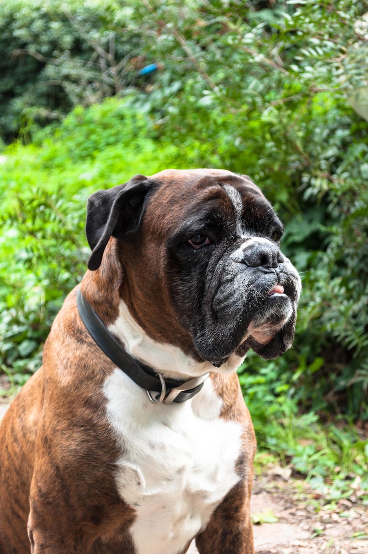 Foto porträt eines netten deutschen boxerhundes
