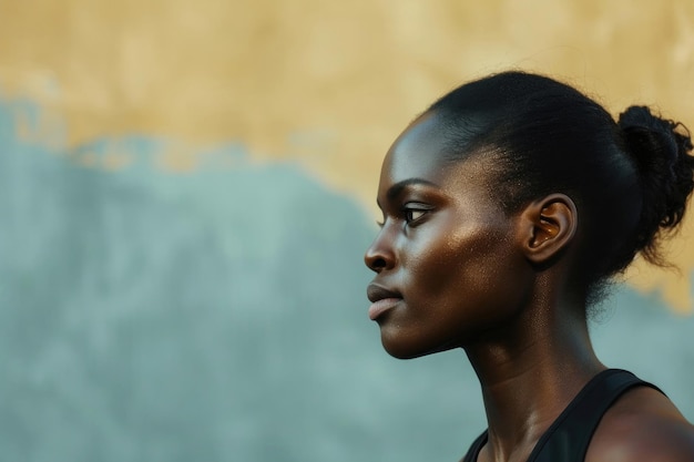 Porträt eines nigerianischen Mädchens im Profil, Kopf in Nahaufnahme