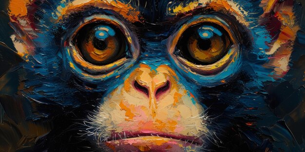 Foto porträt eines schimpansen-affen, digitale illustration im aquarellstil